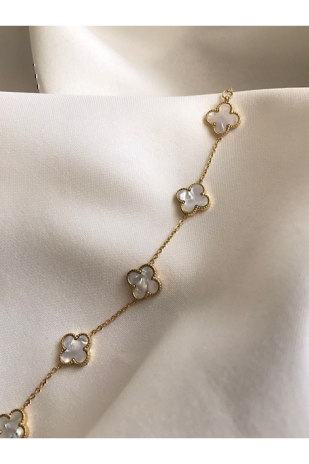 Toptan Altın Renk Beyaz Sedef Van Cleef Bijuteri Bileklik - 3129 6 Toptan Altın Renk Beyaz Sedef Van Cleef Bijuteri Bileklik - 3129 - Görsel 4