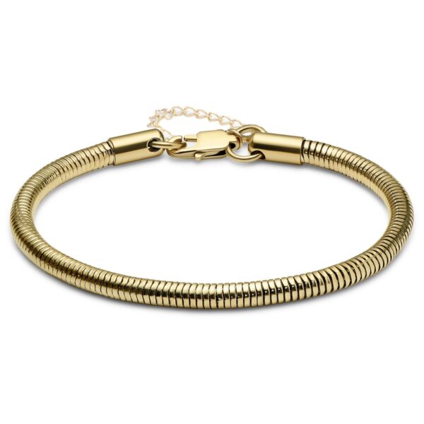 Toptan Altın Renk Unisex Snake Zincir (4 mm) Çelik Bileklik - 3138