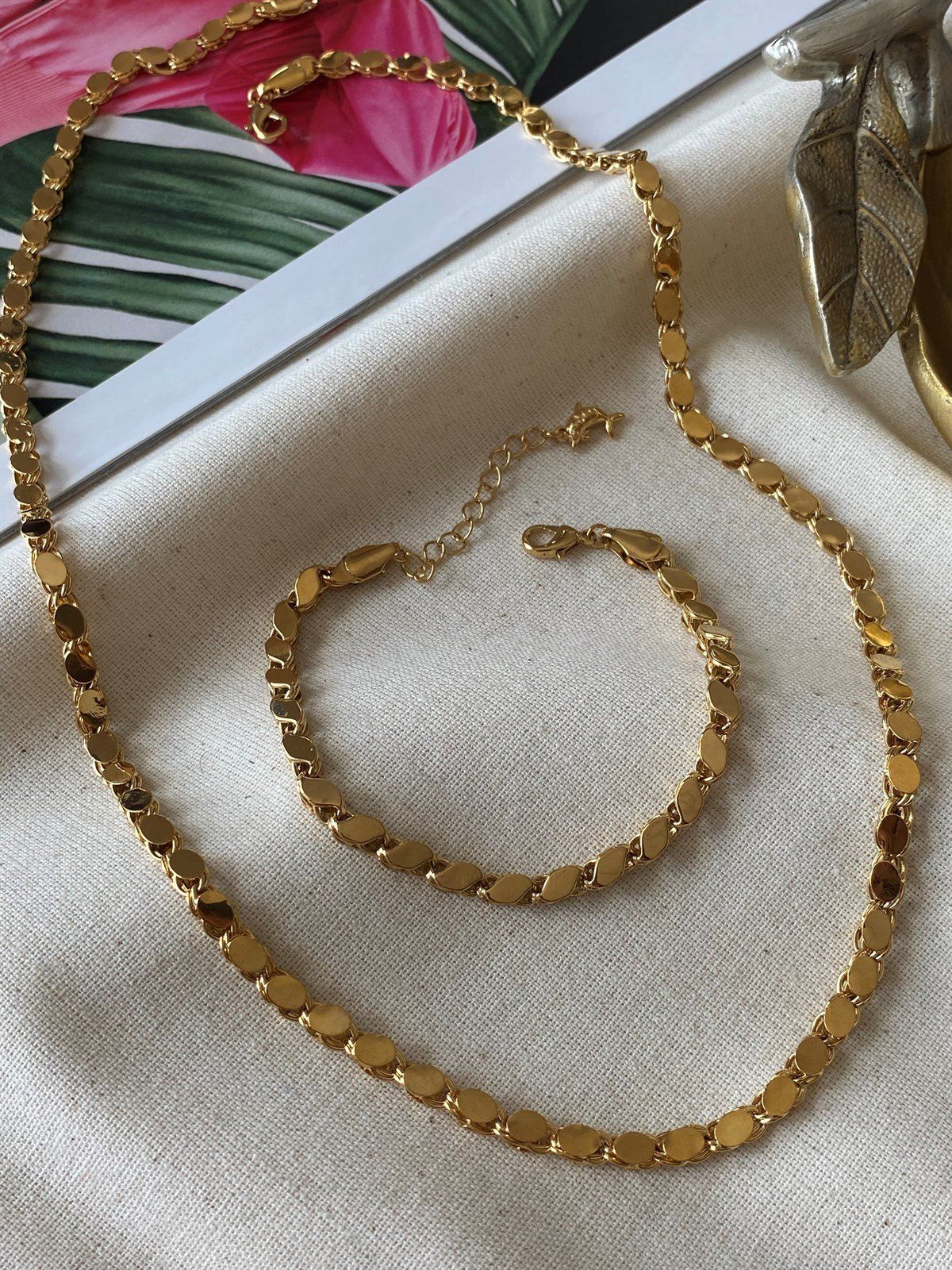 Toptan Altın Renk Arpa Kolye & Bileklik Set Vip Solmaz Kararmaz Çelik Set - 3137 4 Toptan Altın Renk Arpa Kolye & Bileklik Set Vip Solmaz Kararmaz Çelik Set - 3137 - Görsel 2