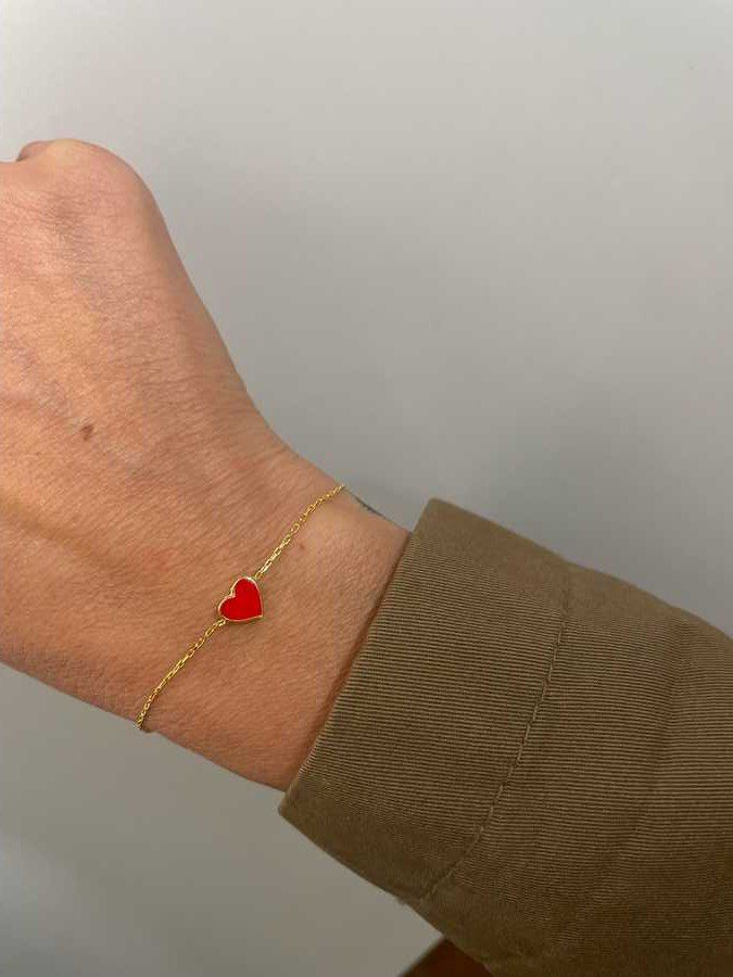 Toptan Altın Renk Kırmızı Mineli Kalp Bileklik Bijuteri Bileklik - 3148 4 Toptan Altın Renk Kırmızı Mineli Kalp Bileklik Bijuteri Bileklik - 3148 - Görsel 2