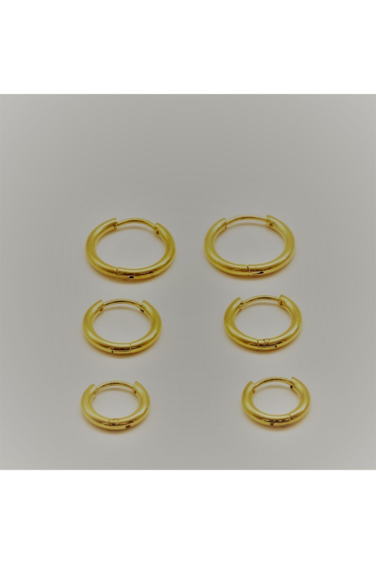 Toptan Altın Renk Çelik Set Halka Küpe Gümüş 6 Adet (3 Farklı Boy) Çelik Küpe - 3171 4 Toptan Altın Renk Çelik Set Halka Küpe Gümüş 6 Adet (3 Farklı Boy) Çelik Küpe - 3171 - Görsel 2