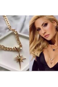 Toptan Altın Renk Kararmaz Paslanmaz Çağla Şikel Kutup Yıldızı Çelik Kolye- 3193