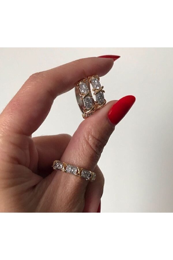 Toptan Gümüş Renk Altın Rodaj  Tiffany Model Çelik Su Yolu Yüzük Çelik Yüzük - 3161 - Görsel 2