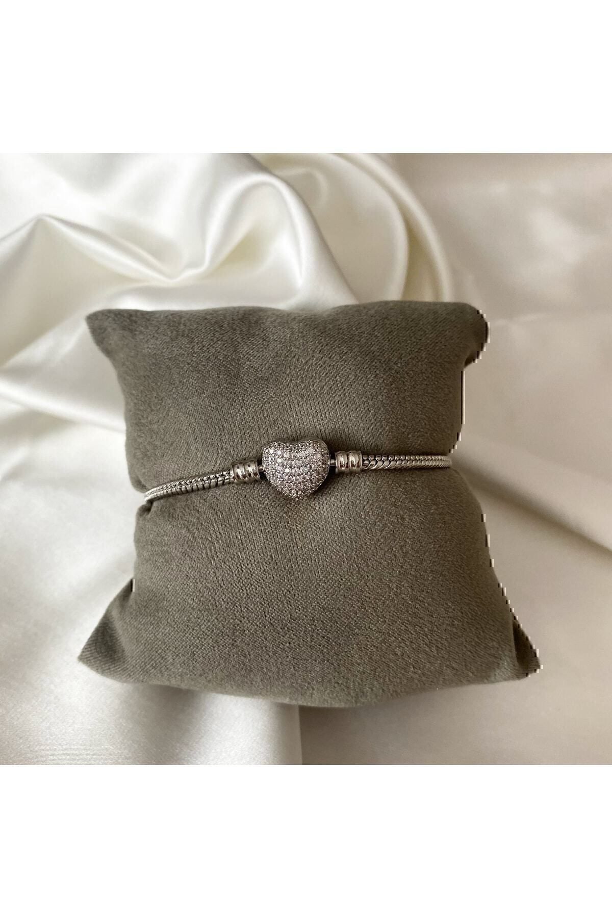 Toptan Gümüş Renk Kalp Model Charm Pandora Çelik Bileklik - 3169 4 Toptan Gümüş Renk Kalp Model Charm Pandora Çelik Bileklik -  3169 - Görsel 2