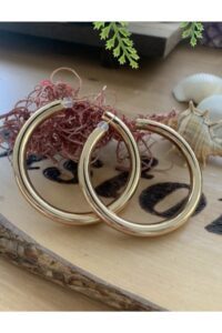 Alternative view of Toptan Altın Renk Halka Küpe Kalın Büyük Boy Küpe - 3188