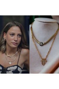 Toptan Altın Renk Serenay Kolyeler Kimler Geldi Kimler Geçti 2 Li Çelik Set - 3167
