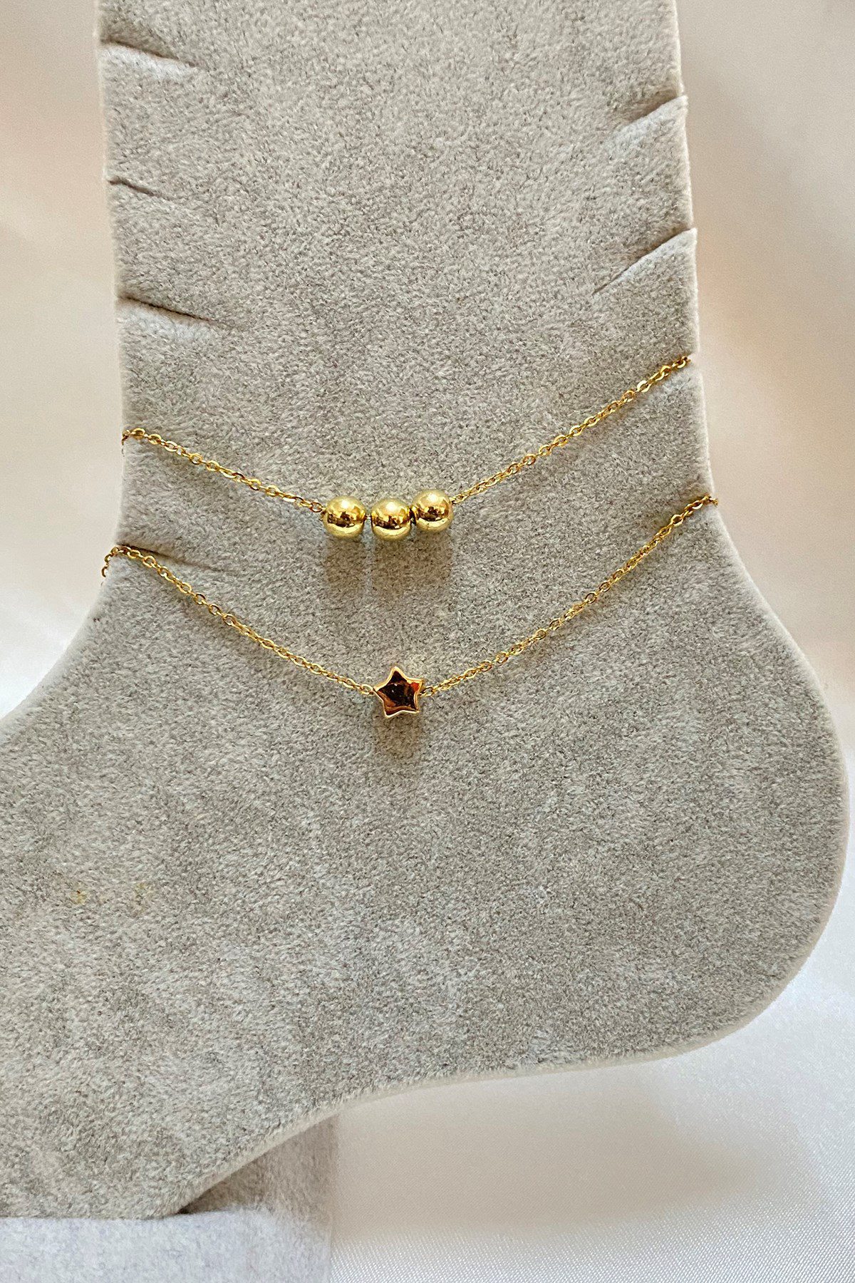 Toptan Altın Renk Küre Yıldız Model Sf Ve Sf Zincir Çelik Halhal - 3301 4 Toptan Altın Renk Küre Yıldız Model Sf Ve Sf Zincir Çelik Halhal - 3301 - Görsel 2