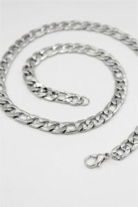 Alternative view of Toptan Gümüş Renk Unisex Erkek Metal Beyaz Çelik Zincir Kolye - 2674