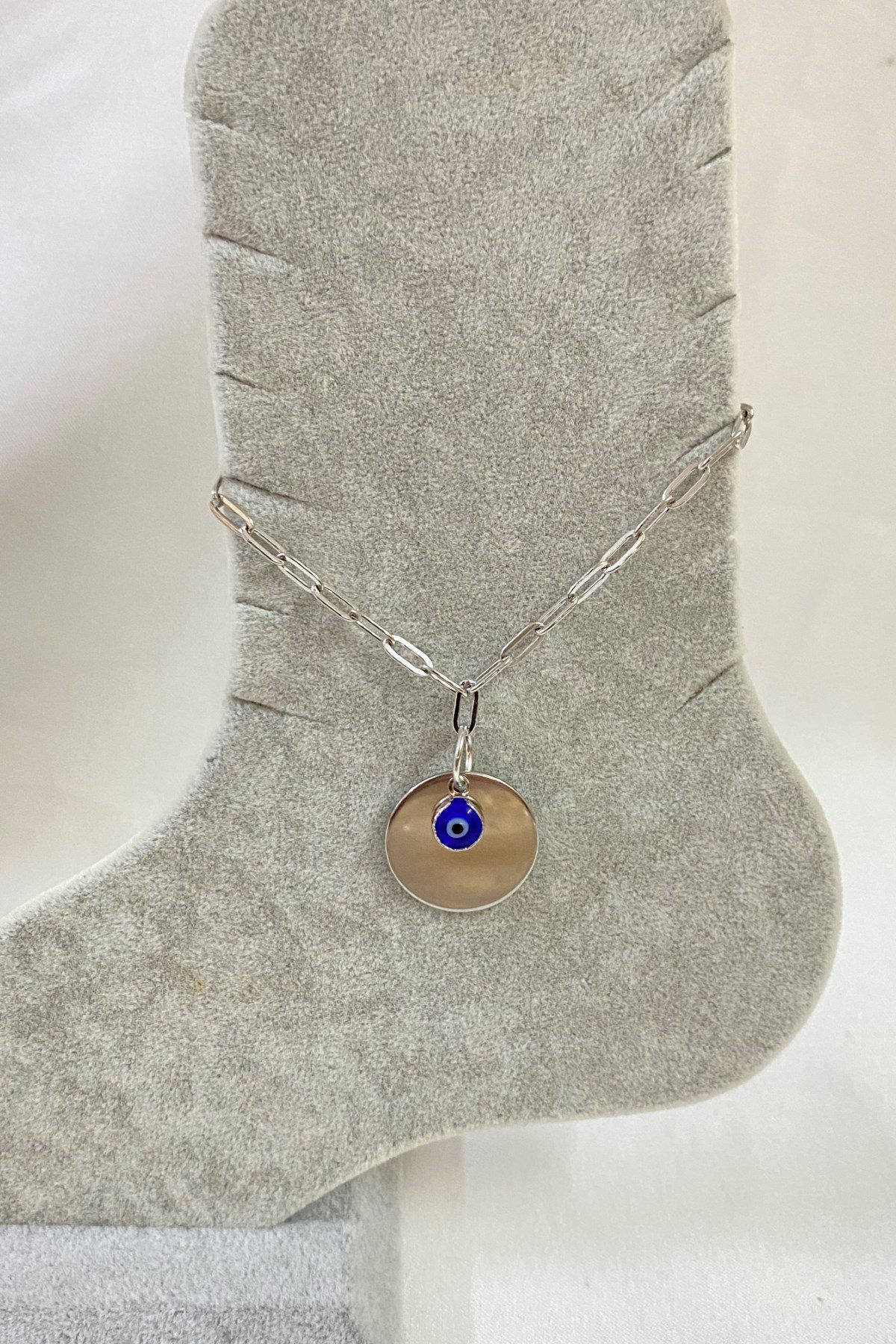 Toptan Gümüş Renk Nazar Pul Model Ezme Zincir Çelik Halhal - 3245 4 Toptan Gümüş Renk Nazar Pul Model Ezme Zincir Çelik Halhal - 3245 - Görsel 2