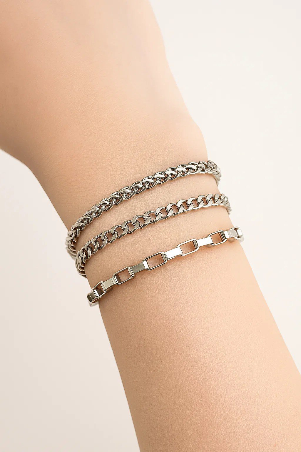 Toptan Gümüş Renk Lufigo Cadena Küp Kombin Çelik Bileklik - 3328 5 Toptan Gümüş Renk Lufigo Cadena Küp Kombin Çelik Bileklik - 3328 - Görsel 3