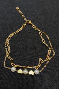 Toptan Altın Renk İncili Kalp Model Ezme Ve Sf Zincir Çelik Halhal - 3293 12 32d45500031a4f32831d8acc130522ce-toptan taki