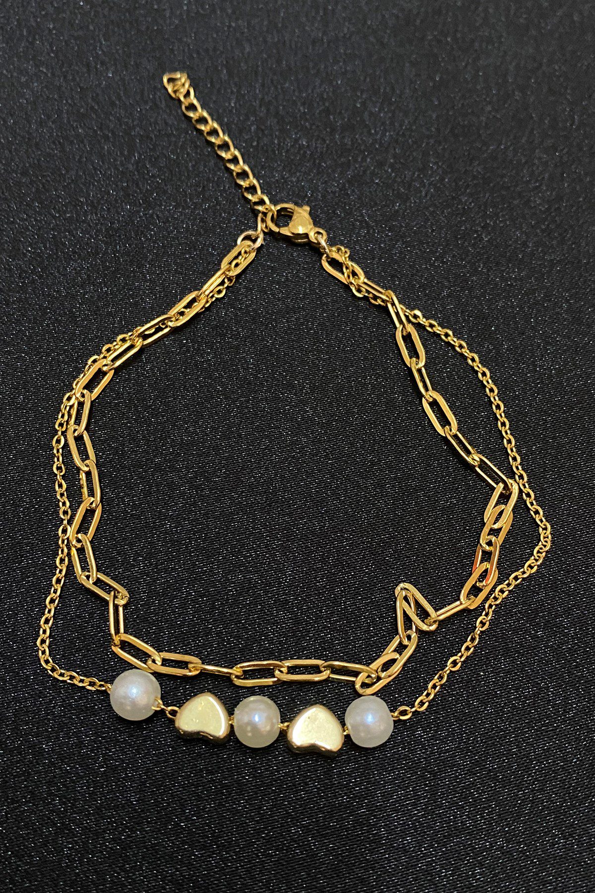 Toptan Altın Renk İncili Kalp Model Ezme Ve Sf Zincir Çelik Halhal - 3293 7 Toptan Altın Renk İncili Kalp Model Ezme Ve Sf Zincir Çelik Halhal - 3293 - Görsel 5