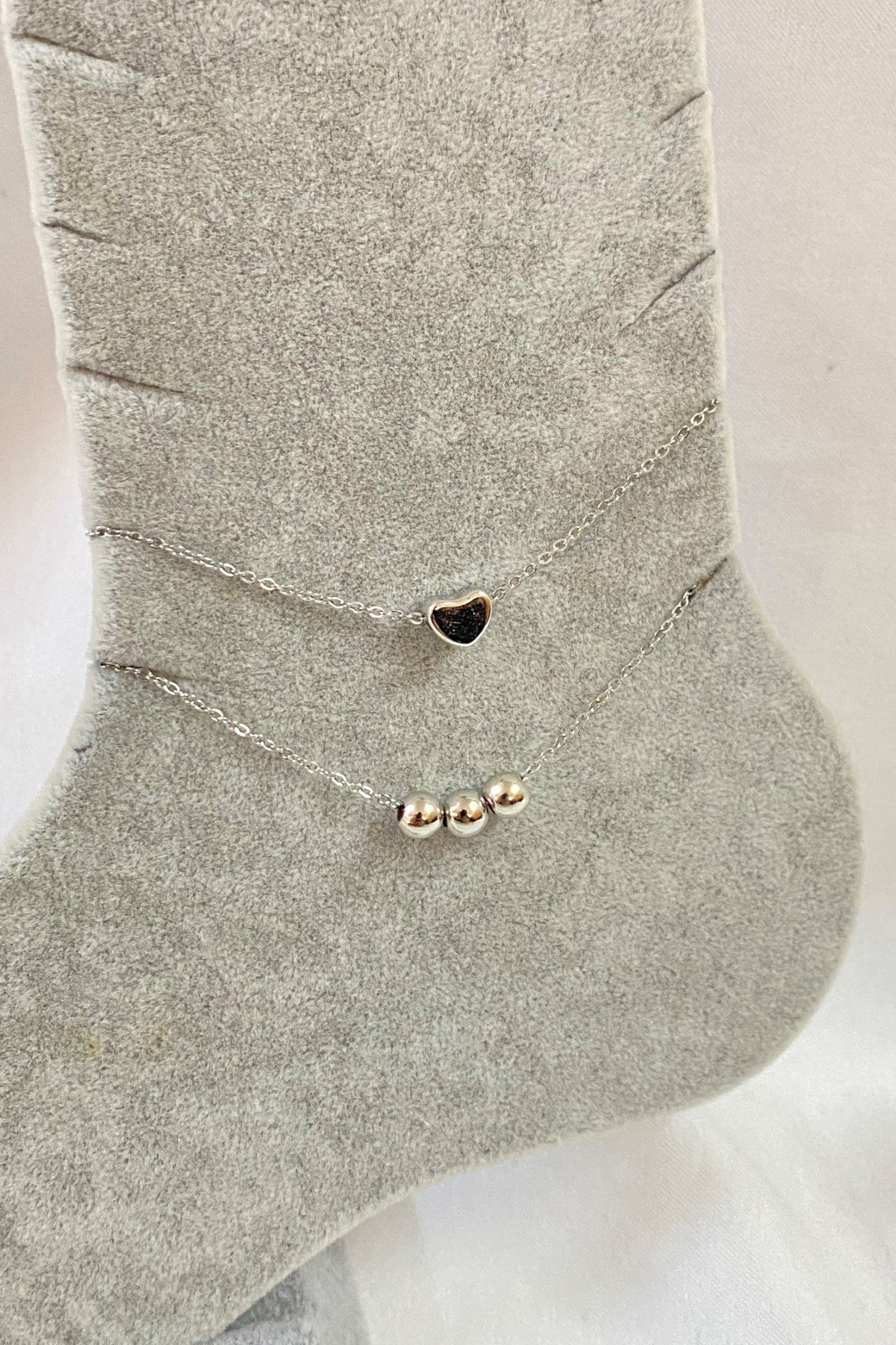 Toptan Gümüş Renk Top Kalp Model Sf Ve Sf Zincir Çelik Halhal - 3284 4 Toptan Gümüş Renk Top Kalp Model Sf Ve Sf Zincir Çelik Halhal - 3284 - Görsel 2