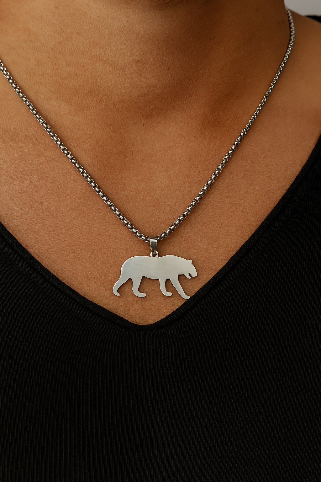 Toptan Gümüş Renk Puma Model Unisex Arnavut Zincir Çelik Kolye - 3308 3 Toptan Gümüş Renk Puma Model Unisex Arnavut Zincir Çelik Kolye - 3308