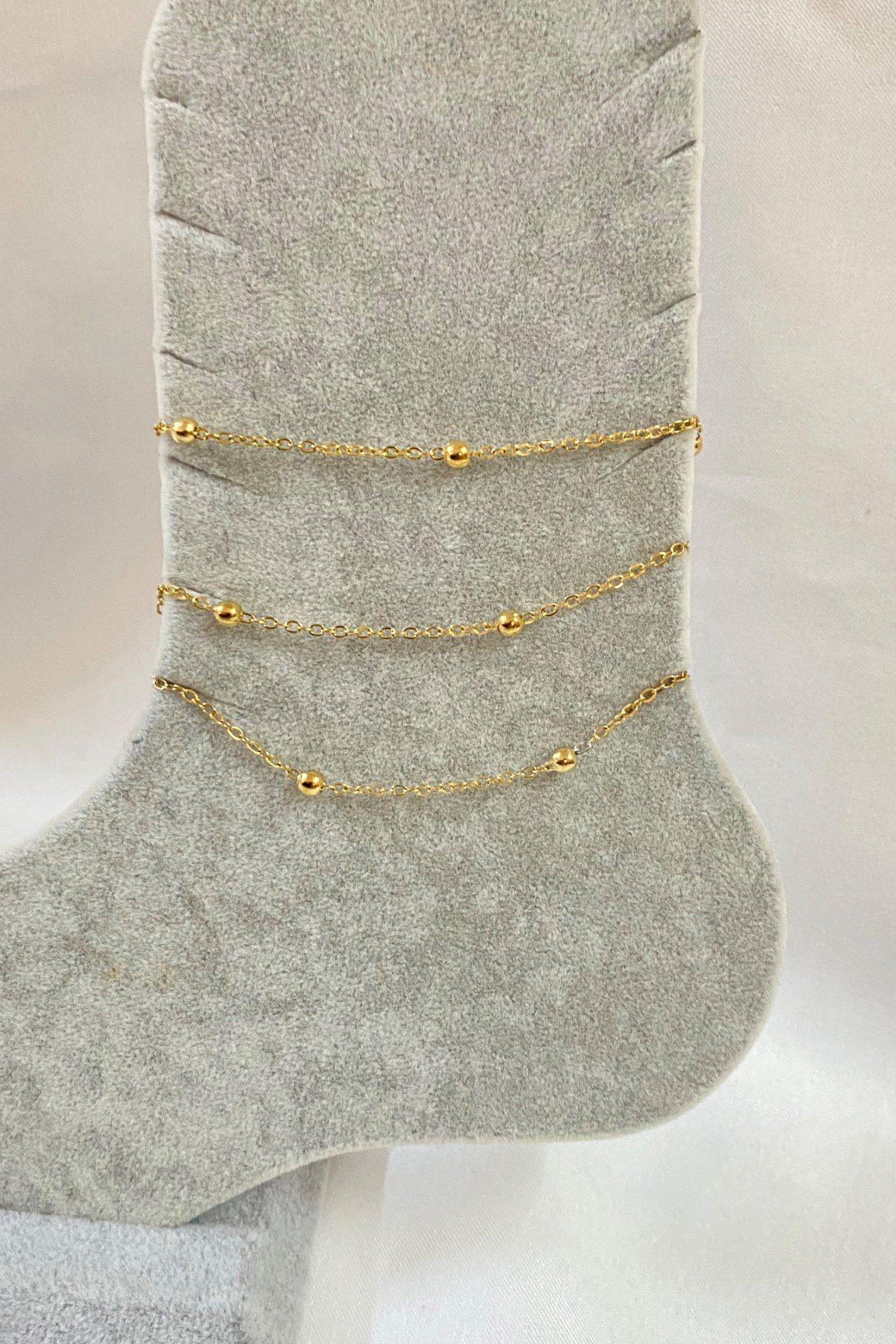 Toptan Altın Renk Üçlü Top Zincir Çelik Halhal - 3278 5 Toptan Altın Renk Üçlü Top Zincir Çelik Halhal - 3278 - Görsel 3