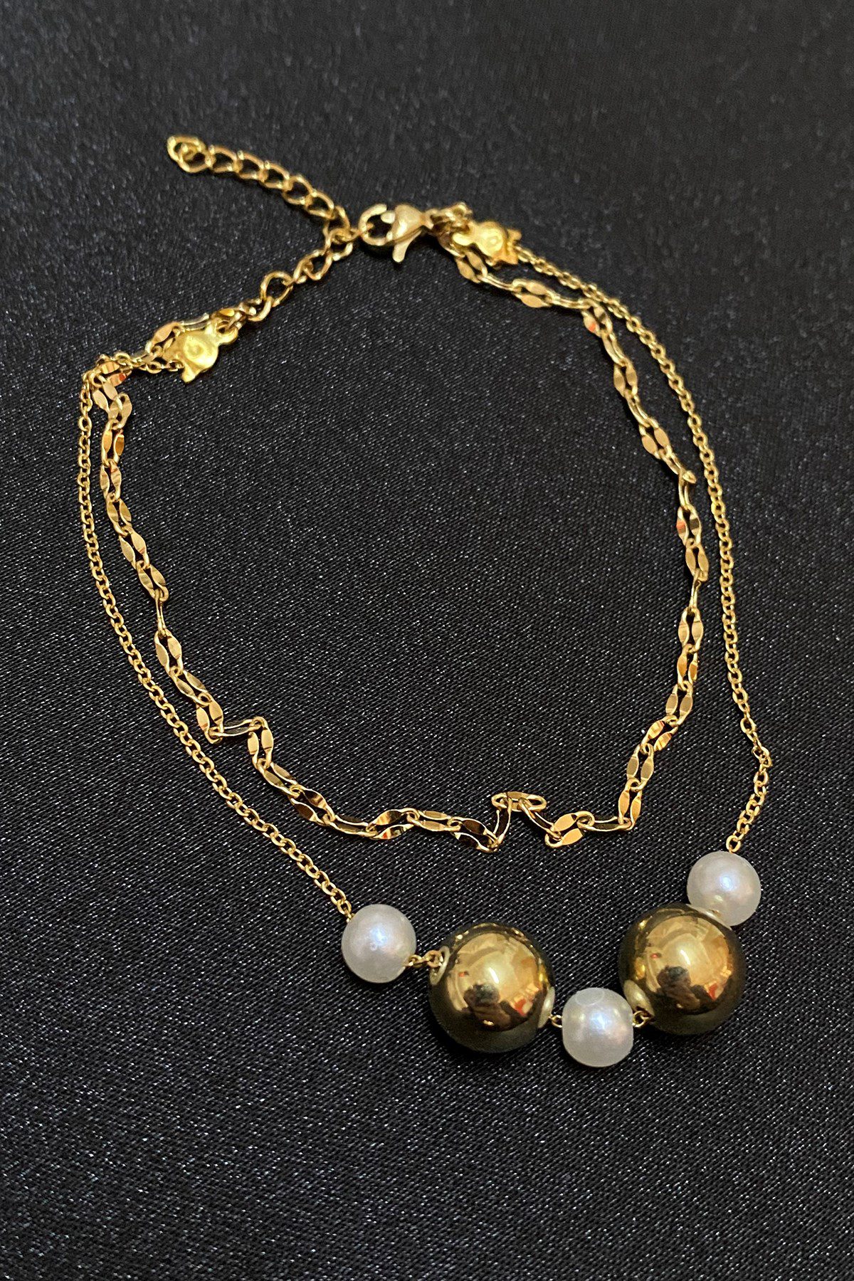 Toptan Altın Renk İnci Küre Model Singapur Ve Sf Zincir Çelik Halhal - 3292 5 Toptan Altın Renk İnci Küre Model Singapur Ve Sf Zincir Çelik Halhal - 3292 - Görsel 3