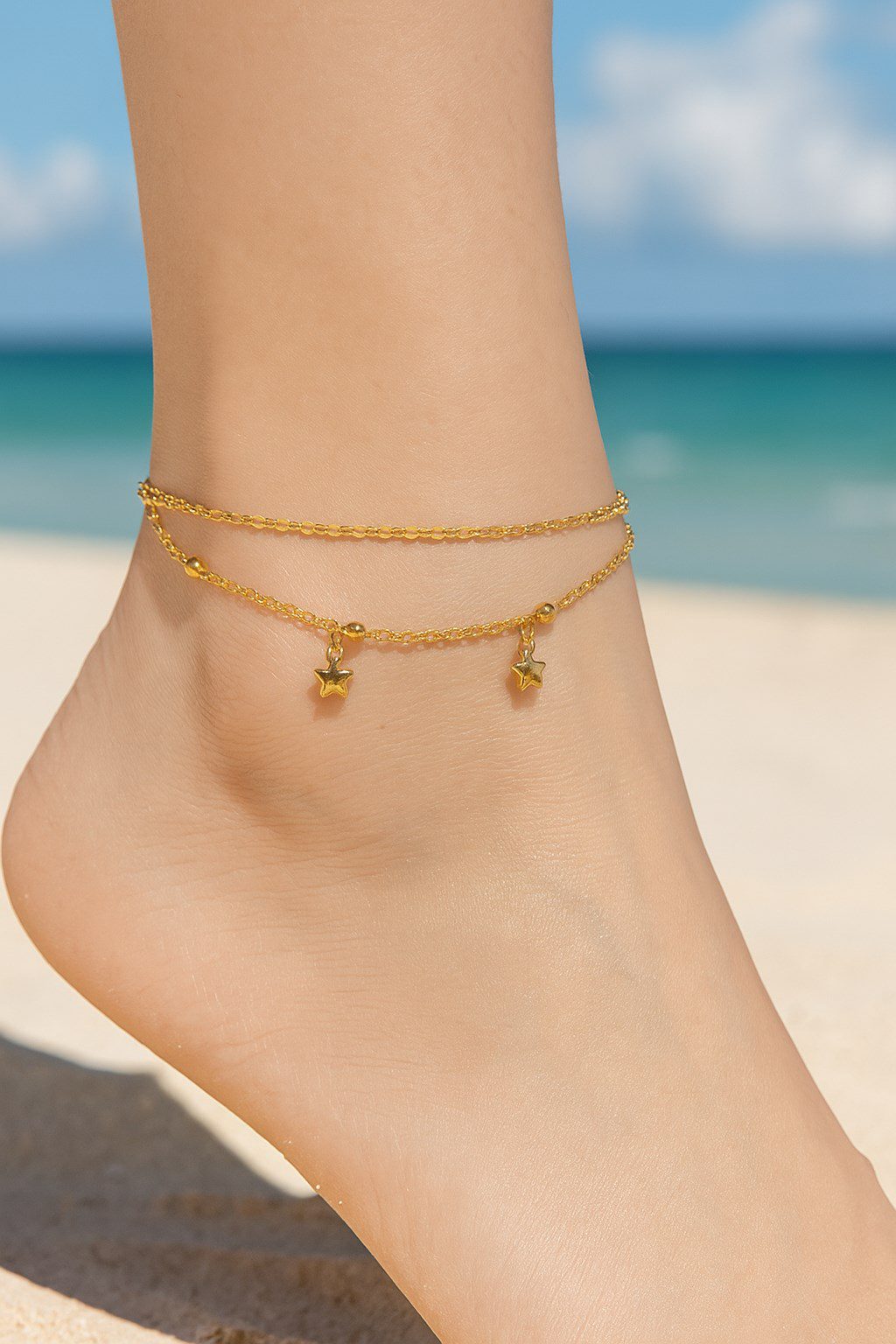 Toptan Altın Renk Yıldız Model Singapur Ve Top Zincir Çelik Halhal - 3250 3 Toptan Altın Renk Yıldız Model Singapur Ve Top Zincir Çelik Halhal - 3250