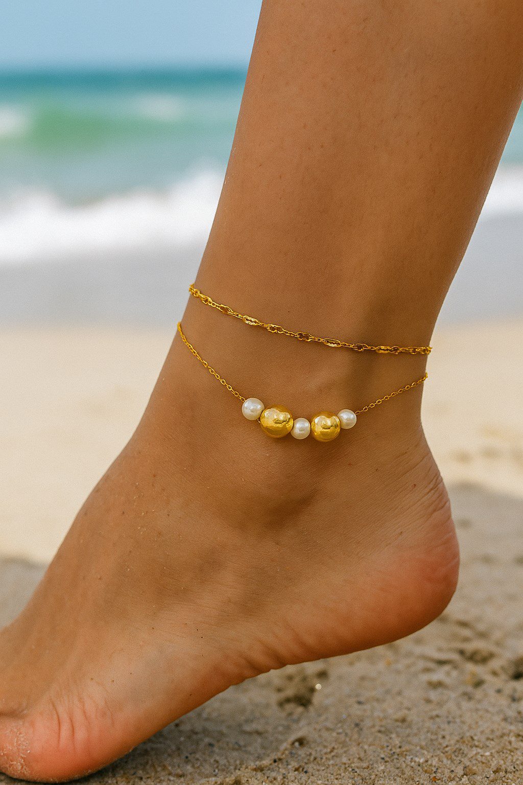 Toptan Altın Renk İnci Küre Model Singapur Ve Sf Zincir Çelik Halhal - 3292 3 Toptan Altın Renk İnci Küre Model Singapur Ve Sf Zincir Çelik Halhal - 3292