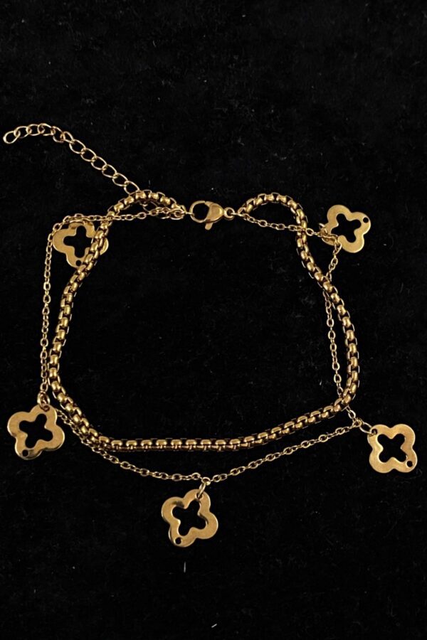 Toptan Altın Renk Van Cleef Model Arnavut Ve Sf Zincir Çelik Halhal - 3238 - Görsel 4