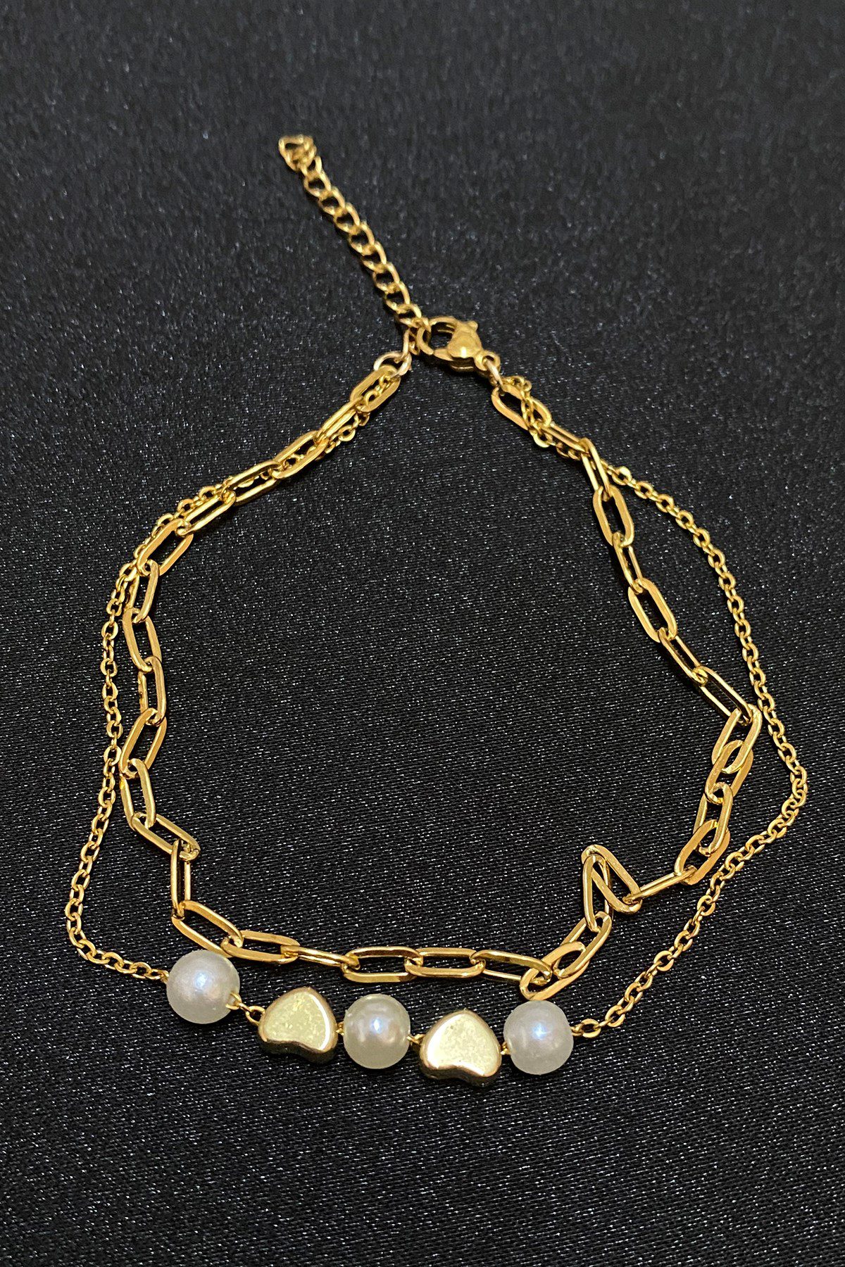 Toptan Altın Renk İncili Kalp Model Ezme Ve Sf Zincir Çelik Halhal - 3293 8 Toptan Altın Renk İncili Kalp Model Ezme Ve Sf Zincir Çelik Halhal - 3293 - Görsel 6