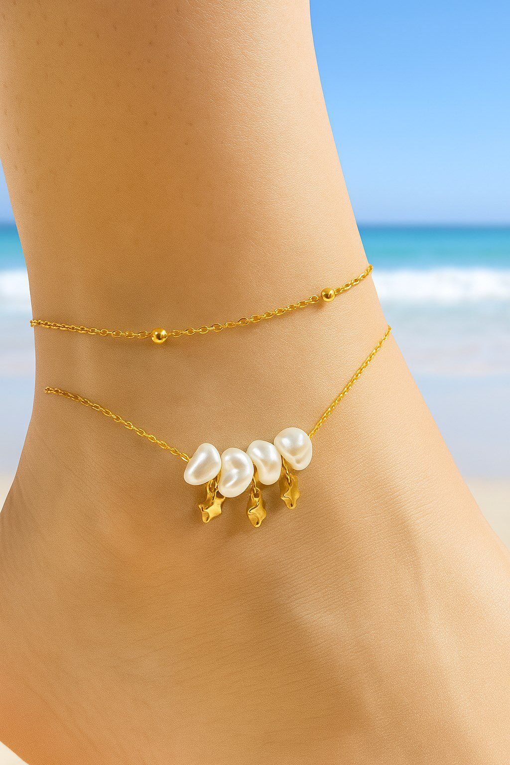 Toptan Altın Renk Barok Yıldız Model Top Ve Sf Zincir Çelik Halhal - 3251 3 Toptan Altın Renk Barok Yıldız Model Top Ve Sf Zincir Çelik Halhal - 3251