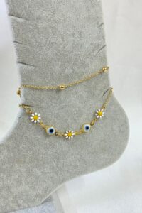 Toptan Altın Renk Top Papatya Nazar Zincir Çelik Halhal - 3260 8 cff4d7b219e54942b72d81b88f650553-toptan taki