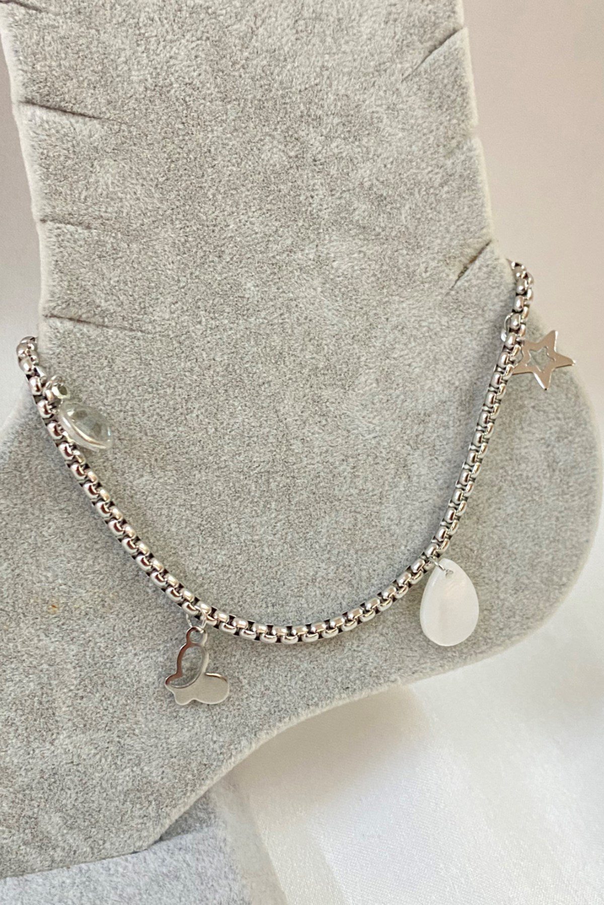 Toptan Gümüş Renk Arnavut Zincir Çelik Halhal - 3222 4 Toptan Gümüş Renk Arnavut Zincir Çelik Halhal - 3222 - Görsel 2