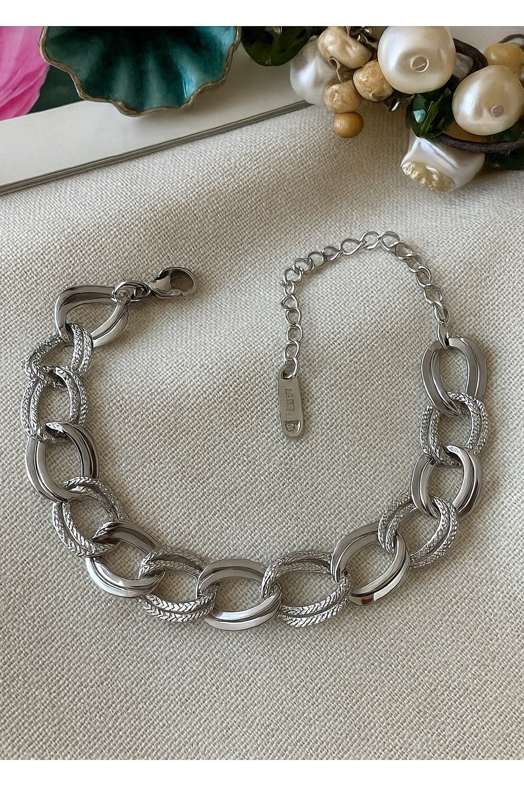 Toptan Gümüş Renk Samanyolu Zincir Çelik Bileklik - 3337 4 Toptan Gümüş Renk Samanyolu Zincir Çelik Bileklik - 3337 - Görsel 2