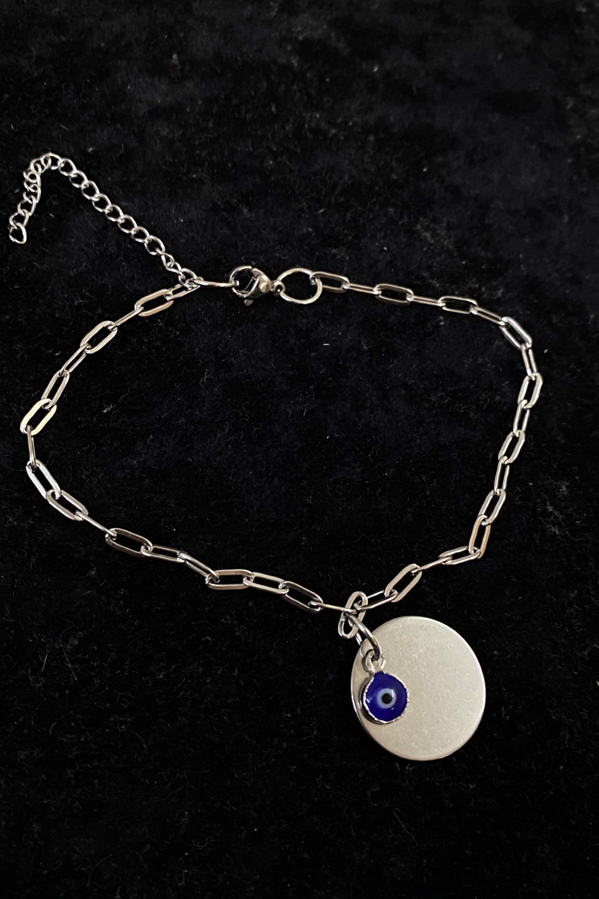 Toptan Gümüş Renk Nazar Pul Model Ezme Zincir Çelik Halhal - 3245 5 Toptan Gümüş Renk Nazar Pul Model Ezme Zincir Çelik Halhal - 3245 - Görsel 3