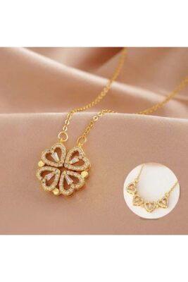 Toptan Altın Renk Sf Zincir 4 Kalp Model Vip Solmaz Kararmaz Çelik Kolye - 3057