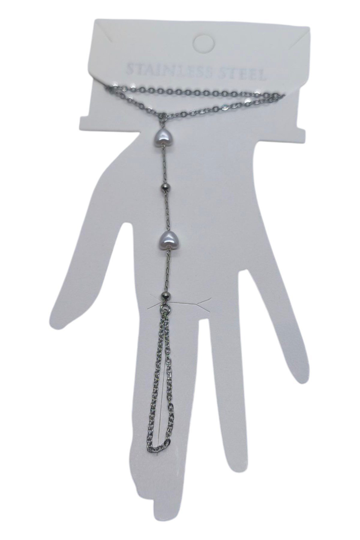 Toptan Gümüş Renk Kalp İnci Zincir Çelik Şahmeran - 3546 5 Toptan Gümüş Renk Kalp İnci Zincir Çelik Şahmeran - 3546 - Görsel 3