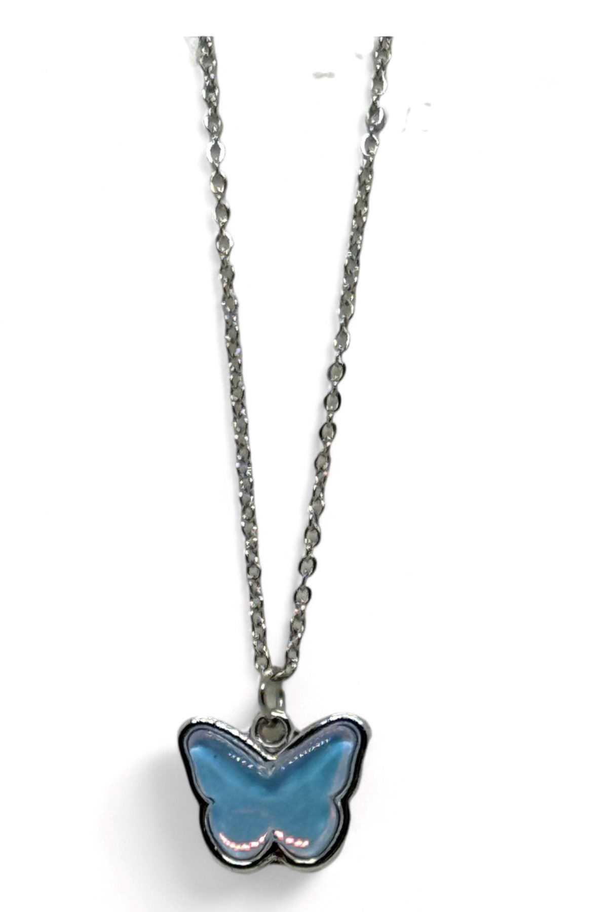 Toptan Gümüş Renk Turkuaz Taş Kelebek Model Sf Zincir Çelik Kolye - 3769 4 Toptan Gümüş Renk Turkuaz Taş Kelebek Model Sf Zincir Çelik Kolye - 3769 - Görsel 2