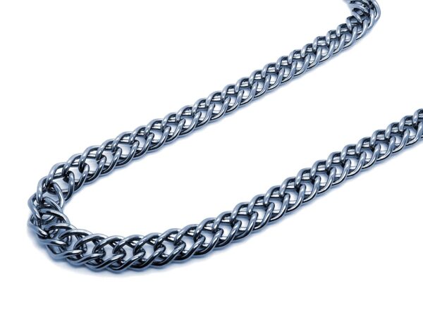 Toptan Kalın 6mm Sık Aralıklı Yassı Zincir Siyah Renk Unisex Kolye - 346 - Görsel 4