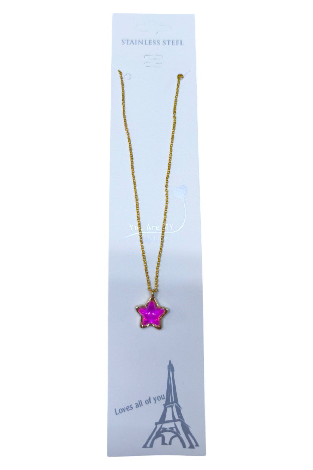 Toptan Altın Renk Fuşe Taş Yıldız Model Sf Zincir Çelik Kolye - 3761 5 Toptan Altın Renk Fuşe Taş Yıldız Model Sf Zincir Çelik Kolye - 3761 - Görsel 3