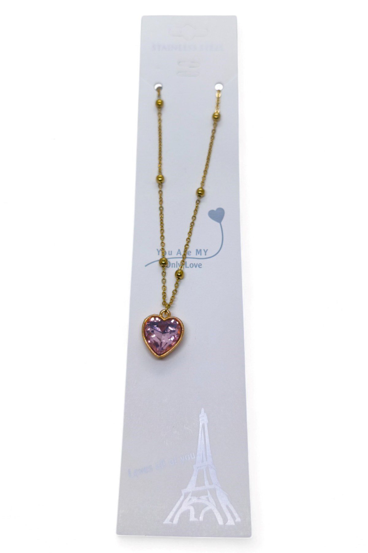 Toptan Altın Renk Pembe Kalp Model Top Zincir Çelik Kolye- 3737 5 Toptan Altın Renk Pembe Kalp Model Top Zincir Çelik Kolye- 3737 - Görsel 3