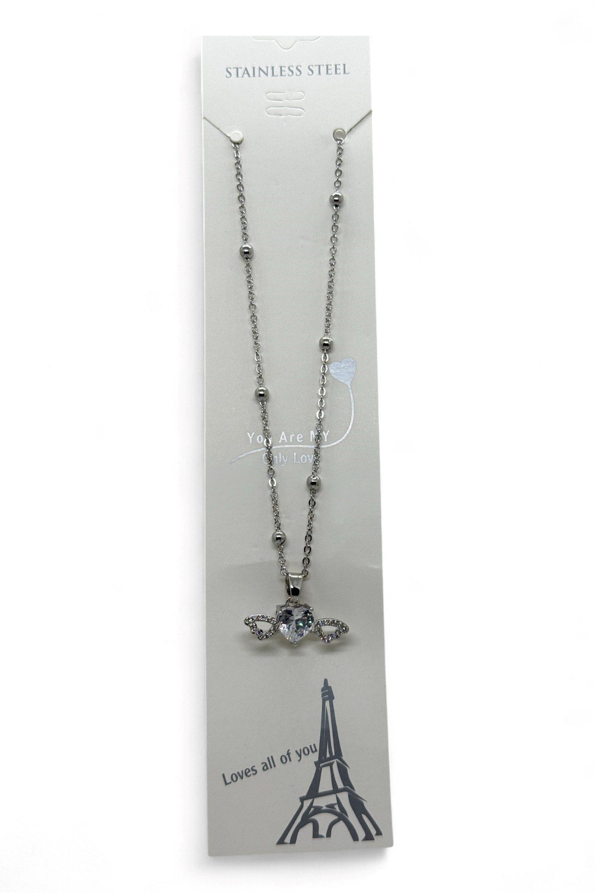 Toptan Gümüş Renk Beyaz Kalp Taş Kalp Model Top Zincir Çelik Kolye - 3779 5 Toptan Gümüş Renk Beyaz Kalp Taş Kalp Model Top Zincir Çelik Kolye - 3779 - Görsel 3