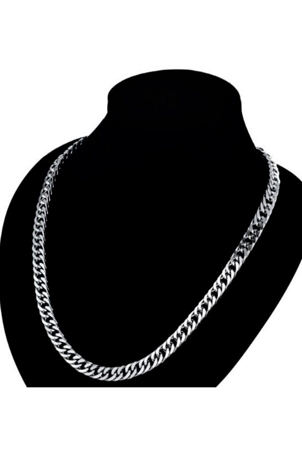 Toptan Kalın Sık Aralıklı Yassı Zincir Unisex Kolye - 240 - Görsel 6