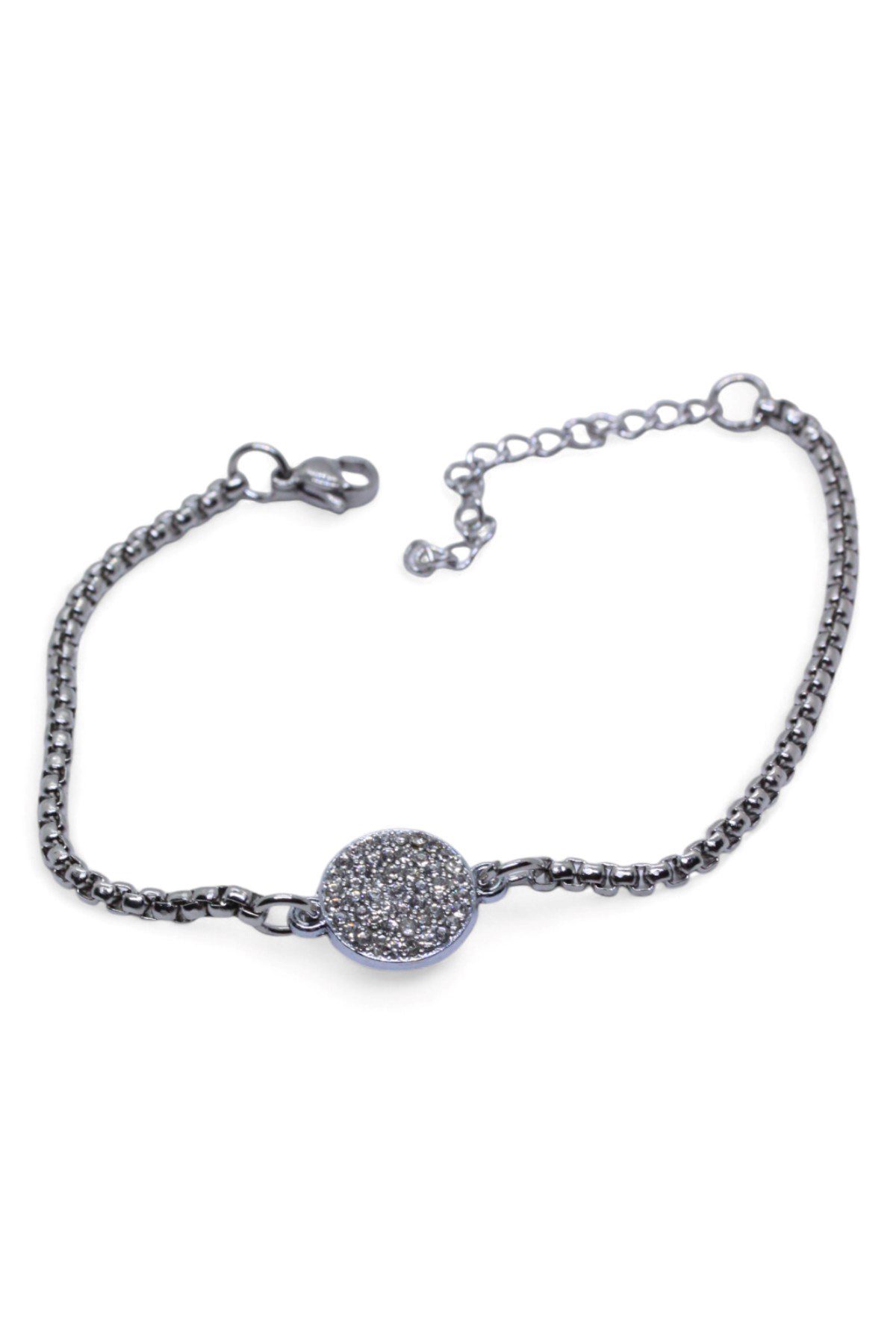 Toptan Gümüş Renk Yuvarlak Beyaz Taşlı Model Arnavut Zincir Çelik Bileklik - 3678 4 Toptan Gümüş Renk Yuvarlak Beyaz Taşlı Model Arnavut Zincir Çelik Bileklik - 3678 - Görsel 2