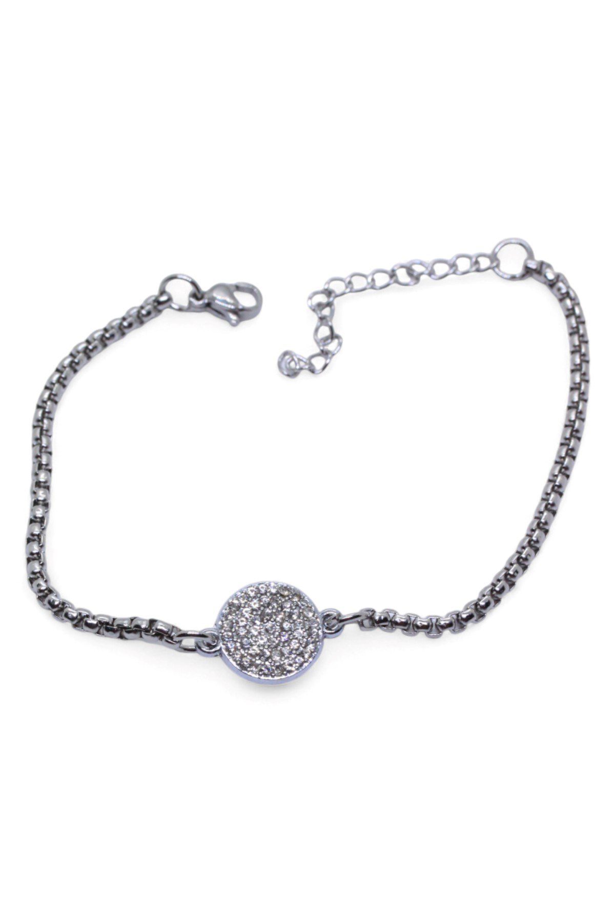 Toptan Gümüş Renk Yuvarlak Beyaz Taşlı Model Arnavut Zincir Çelik Bileklik - 3678 5 Toptan Gümüş Renk Yuvarlak Beyaz Taşlı Model Arnavut Zincir Çelik Bileklik - 3678 - Görsel 3
