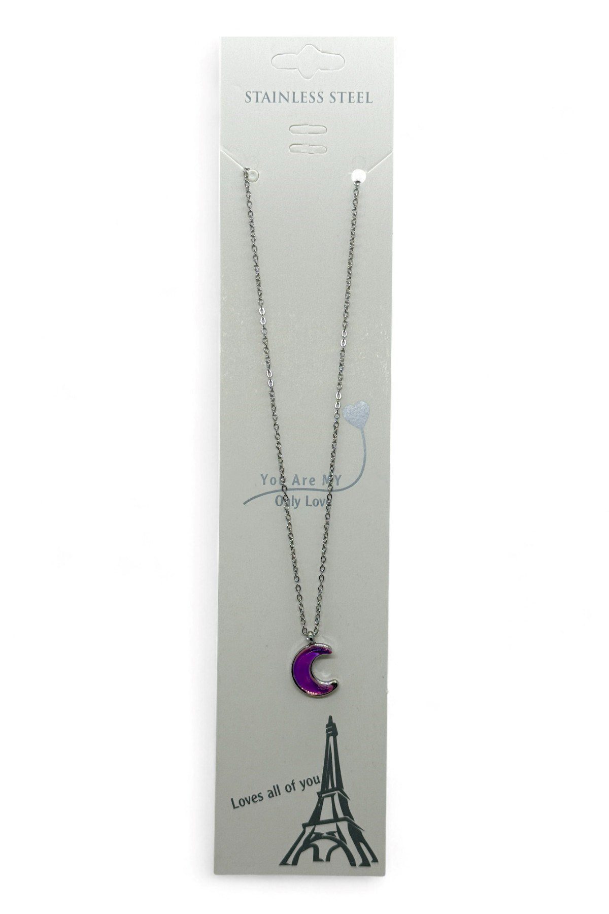 Toptan Gümüş Renk Mor Ay Hilal Model Sf Zincir Çelik Kolye - 3800 5 Toptan Gümüş Renk Mor Ay Hilal Model Sf Zincir Çelik Kolye - 3800 - Görsel 3