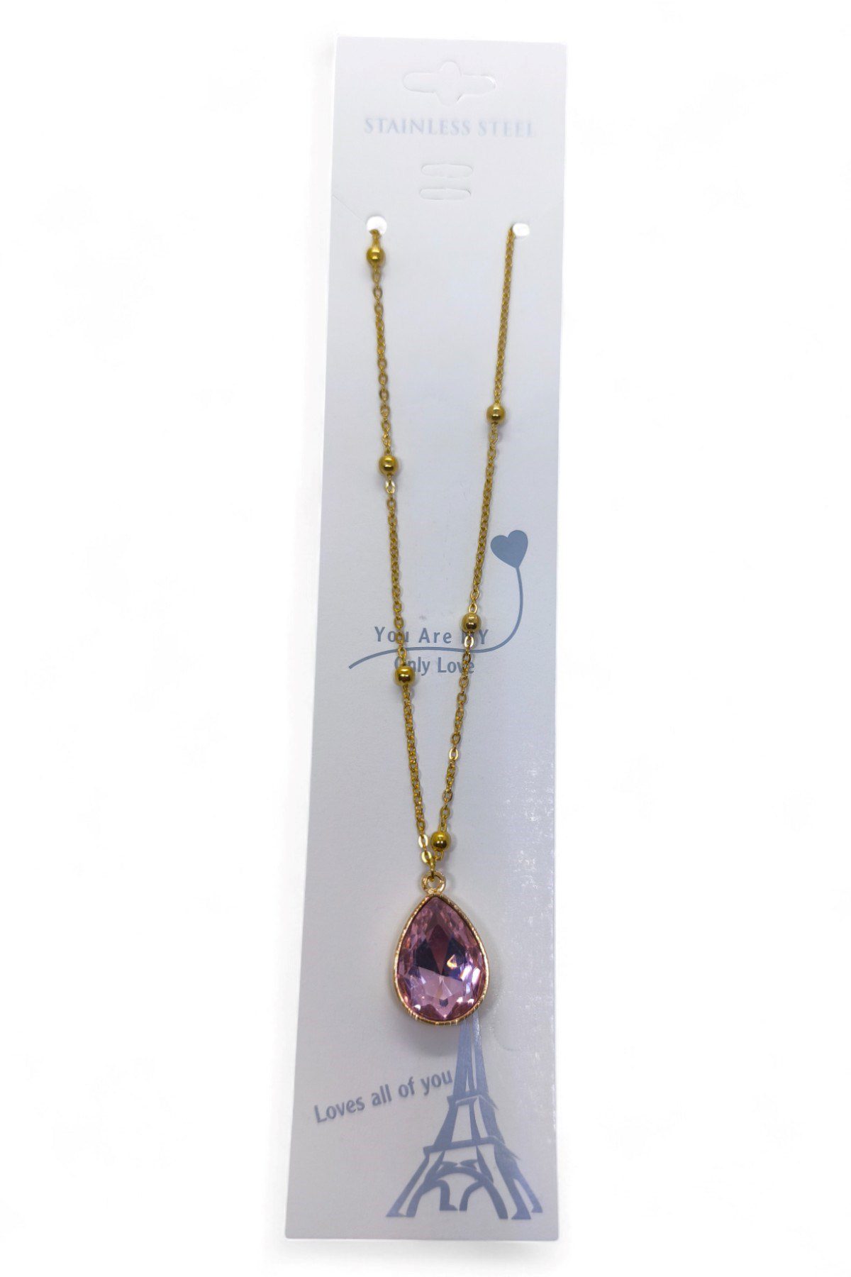 Toptan Altın Renk Pembe Damla Model Top Zincir Çelik Kolye- 3734 5 Toptan Altın Renk Pembe Damla Model Top Zincir Çelik Kolye- 3734 - Görsel 3