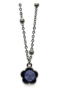 Toptan Gümüş Renk Lacivert Taş Beş Yapraklı Stilize Çiçek Model Top Zincir Çelik Kolye - 3789 8 9d29b7ec043f43feb0c414e7fd96a397-toptan taki