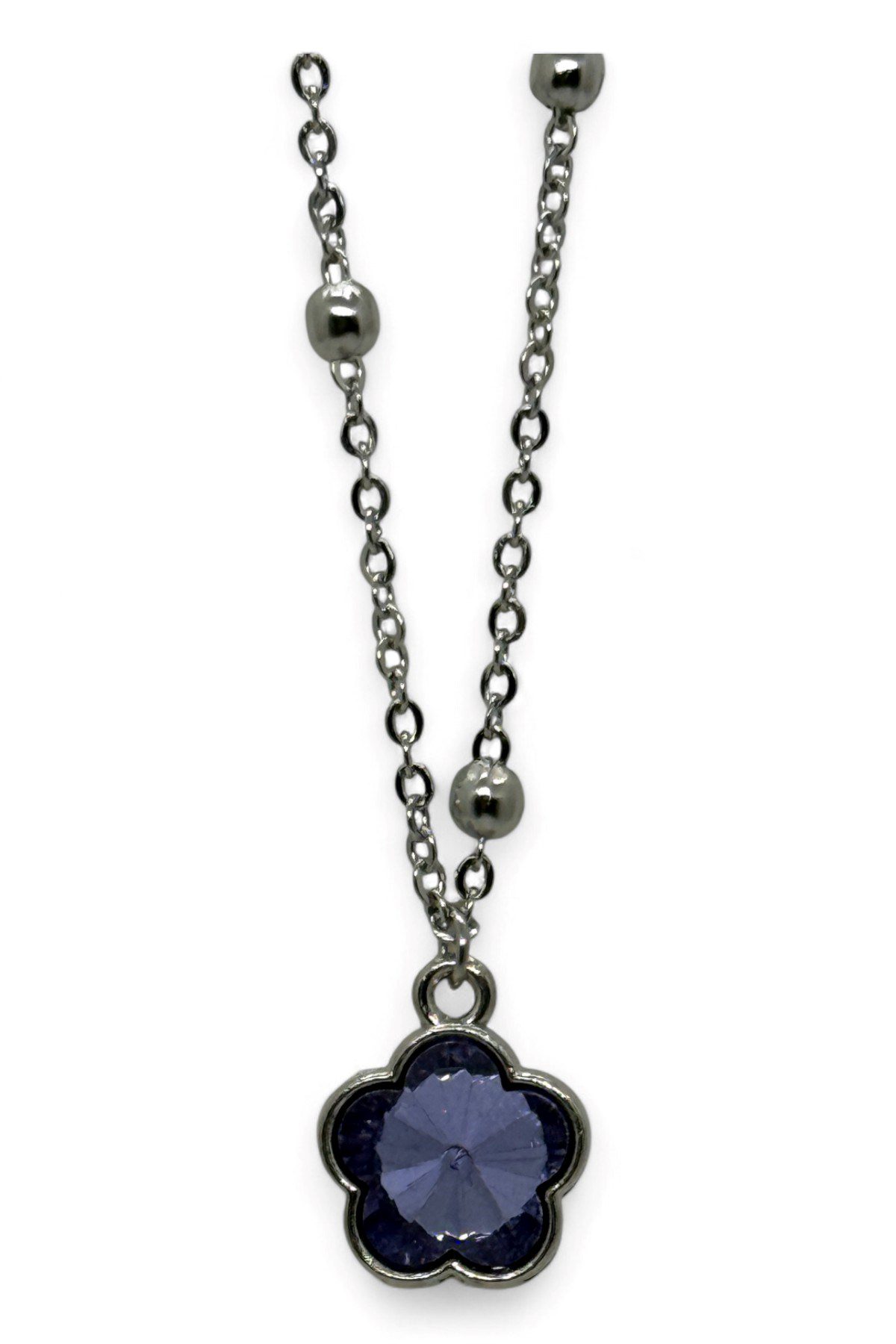 Toptan Gümüş Renk Lacivert Taş Beş Yapraklı Stilize Çiçek Model Top Zincir Çelik Kolye - 3789 5 Toptan Gümüş Renk Lacivert Taş Beş Yapraklı Stilize Çiçek Model Top Zincir Çelik Kolye - 3789 - Görsel 3