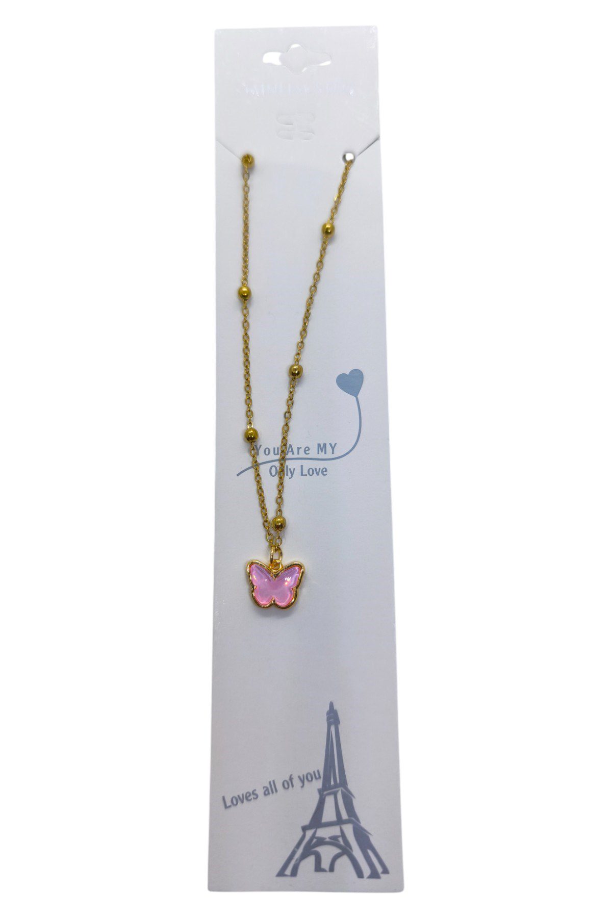 Toptan Altın Renk Pembe Taş Kelebek Model Top Zincir Çelik Kolye - 3755 5 Toptan Altın Renk Pembe Taş Kelebek Model Top Zincir Çelik Kolye - 3755 - Görsel 3