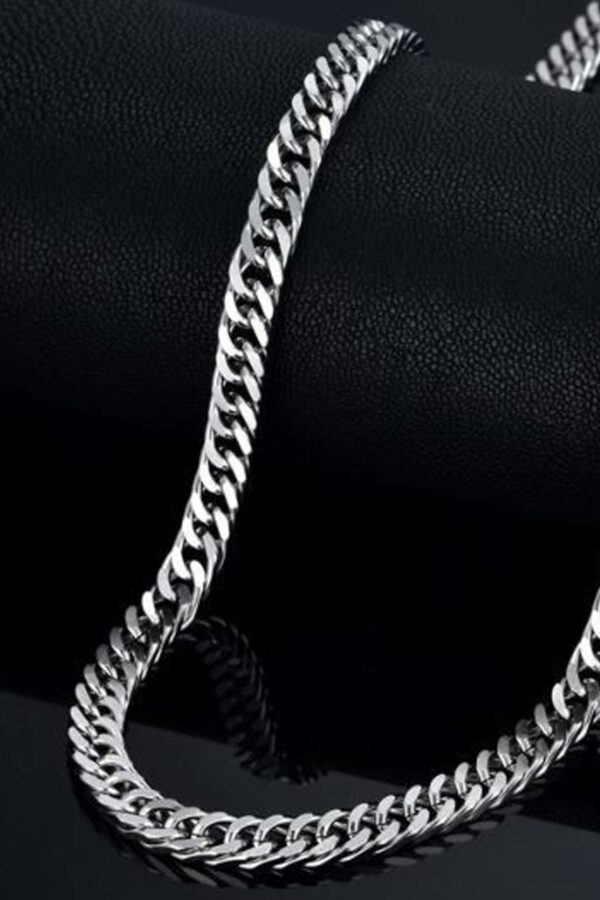 Toptan Kalın Sık Aralıklı Yassı Zincir Unisex Kolye - 240 - Görsel 4