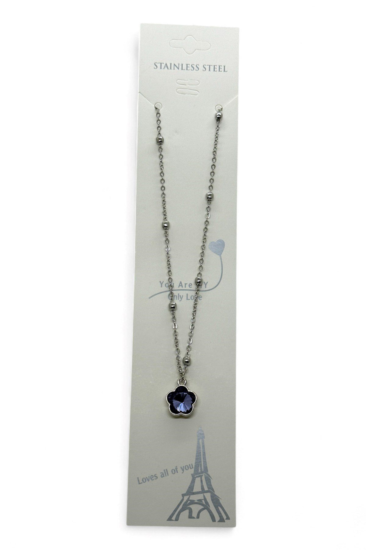 Toptan Gümüş Renk Lacivert Taş Beş Yapraklı Stilize Çiçek Model Top Zincir Çelik Kolye - 3789 6 Toptan Gümüş Renk Lacivert Taş Beş Yapraklı Stilize Çiçek Model Top Zincir Çelik Kolye - 3789 - Görsel 4