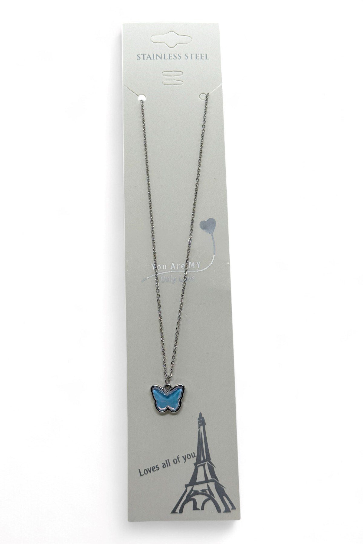 Toptan Gümüş Renk Turkuaz Taş Kelebek Model Sf Zincir Çelik Kolye - 3769 5 Toptan Gümüş Renk Turkuaz Taş Kelebek Model Sf Zincir Çelik Kolye - 3769 - Görsel 3