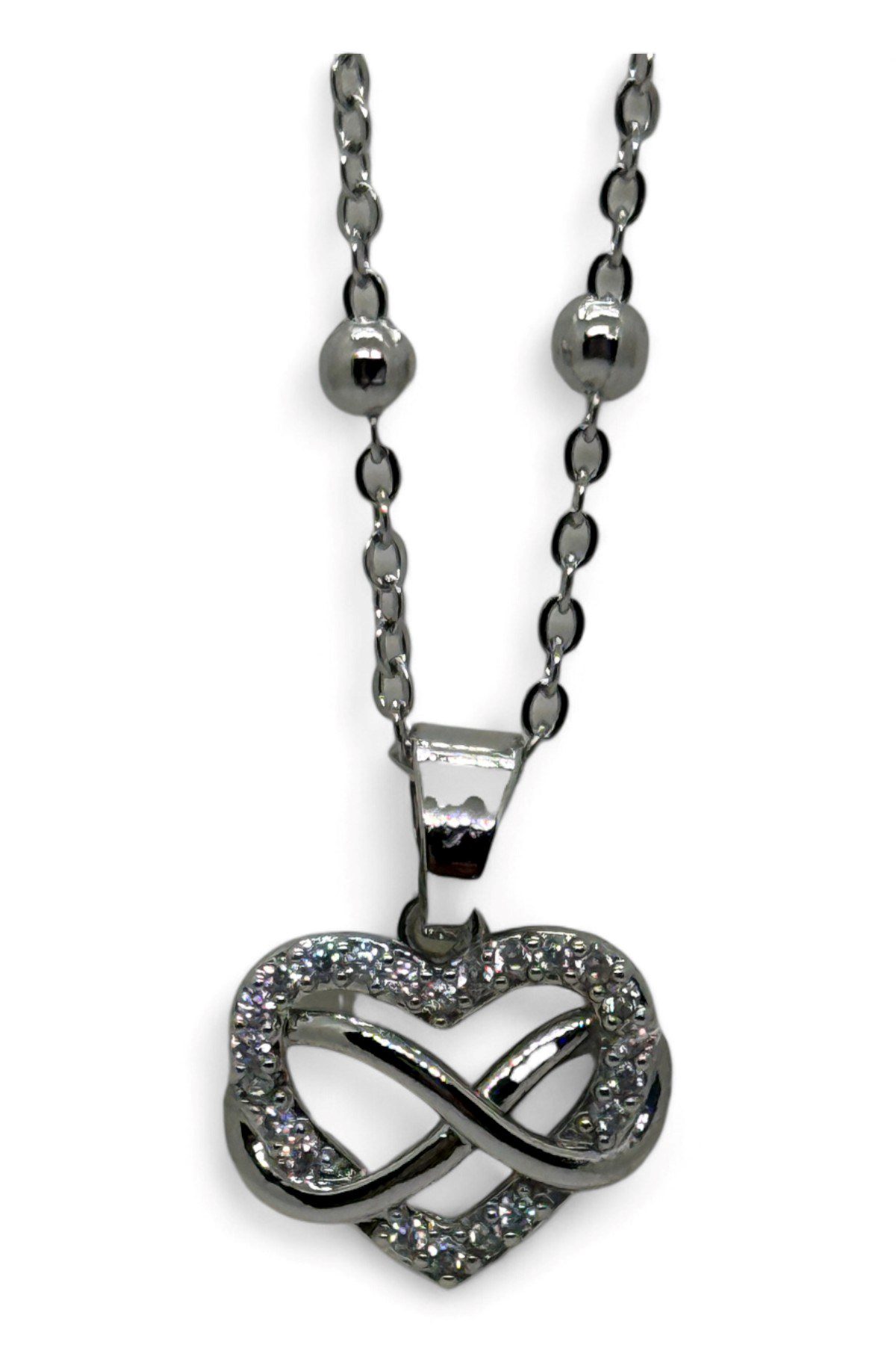 Toptan Gümüş Renk Sonsuzluk Kalp Model Top Zincir Çelik Kolye - 3780 4 Toptan Gümüş Renk Sonsuzluk Kalp Model Top Zincir Çelik Kolye - 3780 - Görsel 2
