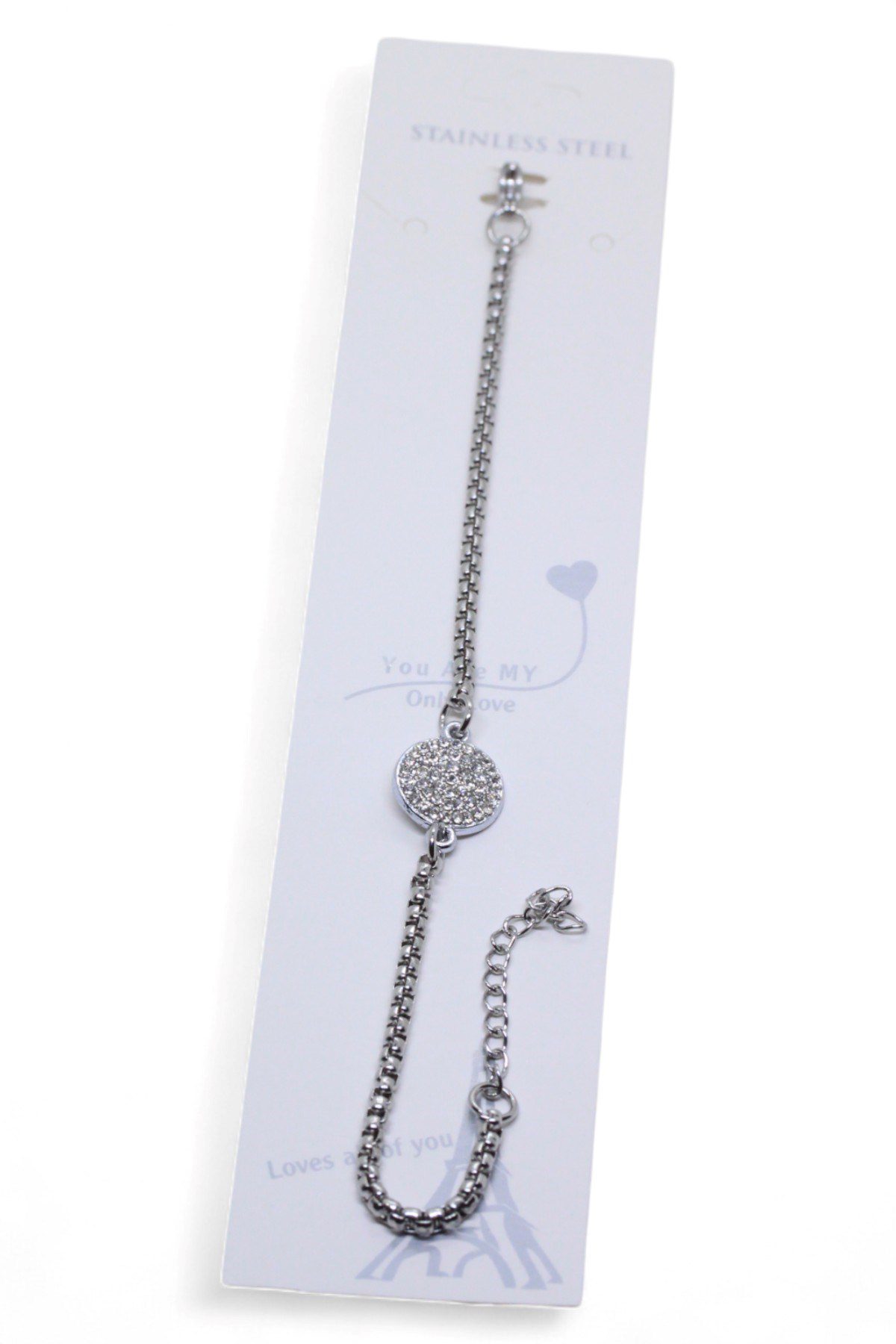 Toptan Gümüş Renk Yuvarlak Beyaz Taşlı Model Arnavut Zincir Çelik Bileklik - 3678 6 Toptan Gümüş Renk Yuvarlak Beyaz Taşlı Model Arnavut Zincir Çelik Bileklik - 3678 - Görsel 4