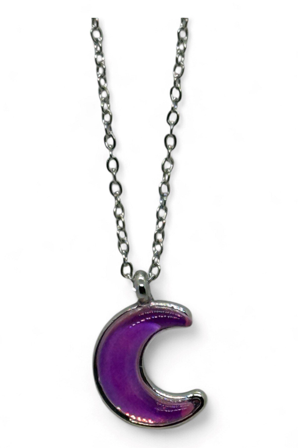 Toptan Gümüş Renk Mor Ay Hilal Model Sf Zincir Çelik Kolye - 3800 4 Toptan Gümüş Renk Mor Ay Hilal Model Sf Zincir Çelik Kolye - 3800 - Görsel 2